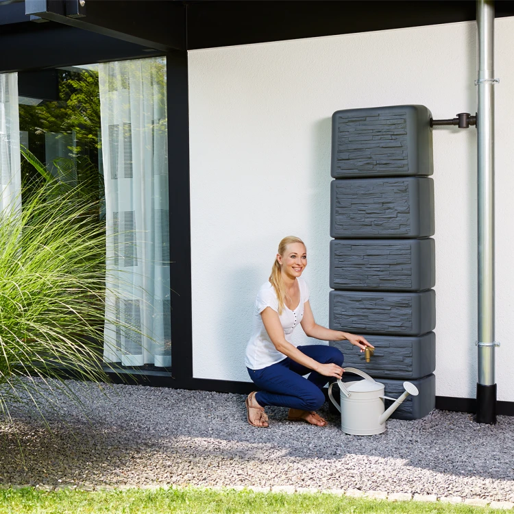 Zbiornik na deszczówkę Slim Stone Decor 300 l przyścienny