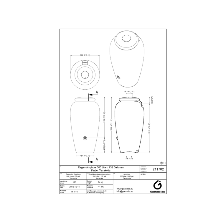 Zbiornik na deszczówkę Amfora 500l