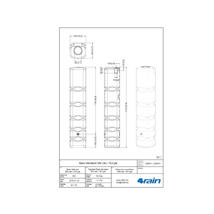 Zbiornik na deszczówkę Basic 300l OUTLET