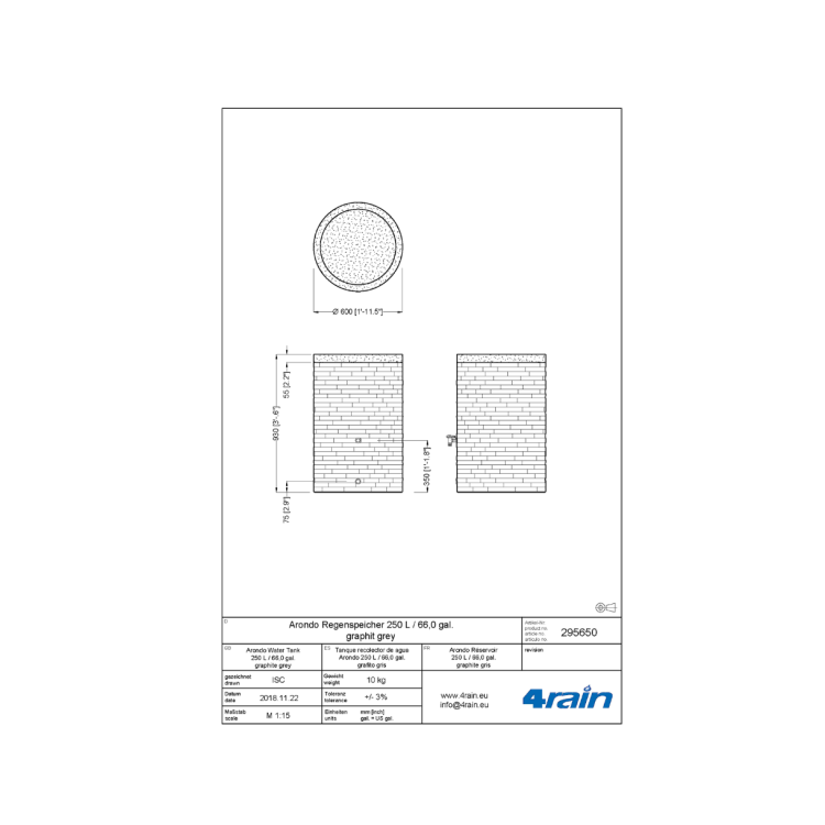 Zbiornik na deszczówkę Arondo 250l OUTLET
