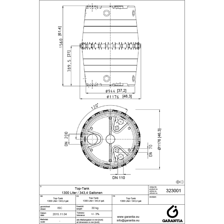 Zbiornik na deszczówkę Top 1300 l